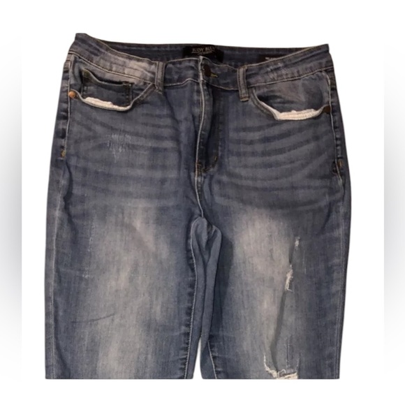 Judy Blue Denim relaxed fit distressed size 32 blue‎ jeans excellent condition - Picture 2 of 7